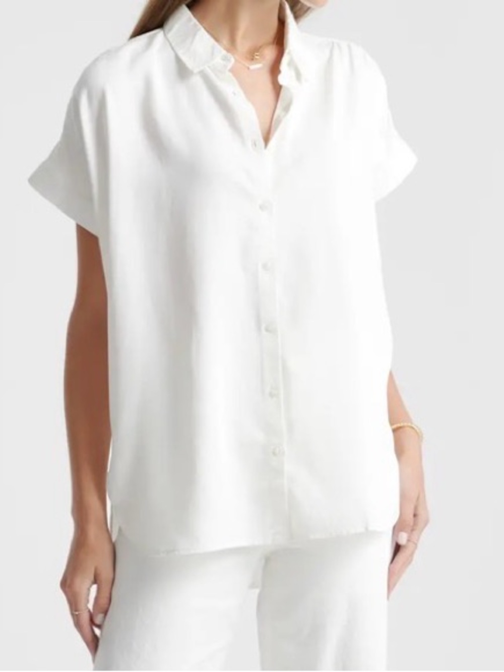 Quince Vintage Wash Tencel Camp Shirt White Size L - Picture 1 of 5